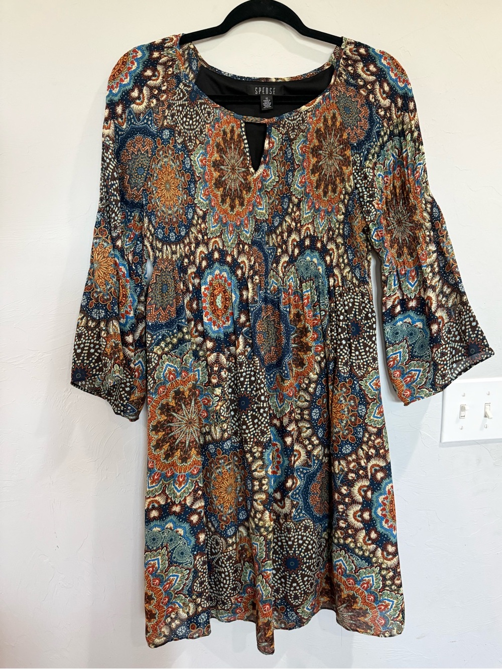 Splendid Multicolor Paisley Medallion Dress in Blue and Brown Tones